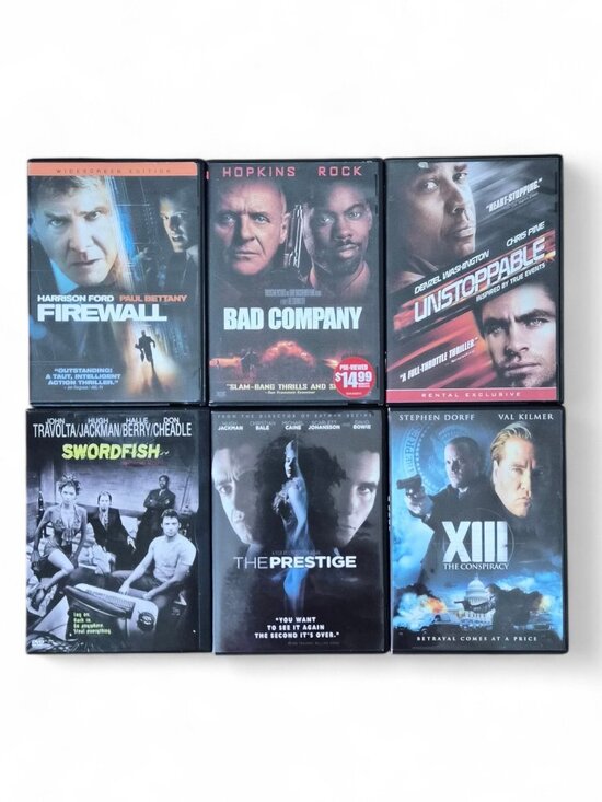 Action Movies DVD Other - Lot of 6 Action Movies DVD Firewall, Bad Company, Unstopable, Swordfish EUC